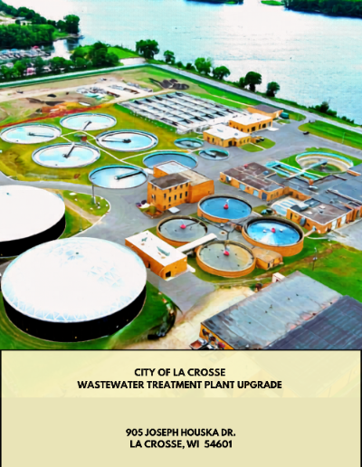 Rendering of the Wastewater Treatment Plant, with the Mississippi River in the background