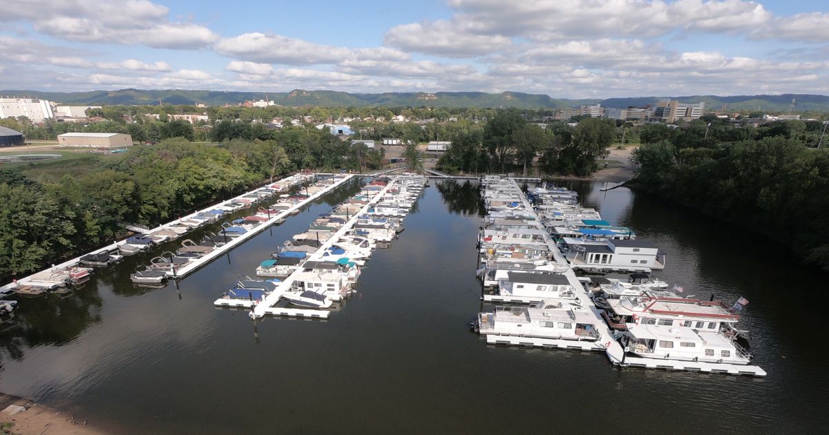 Boats docked at Municipal Harbor from aerial view