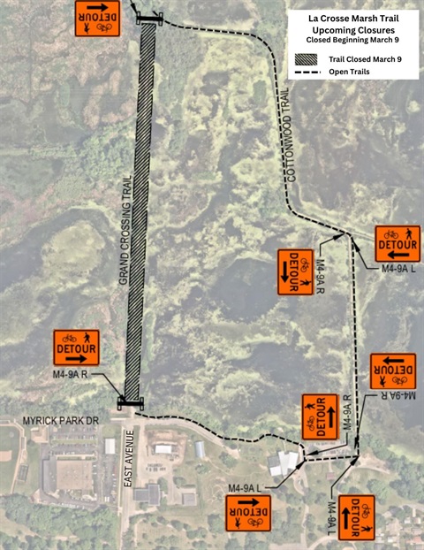 image of where the closures will be on the trails. 