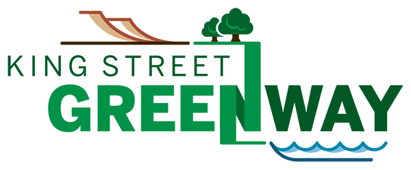 King Street Greenway logo with bluffs, trees and water elements.